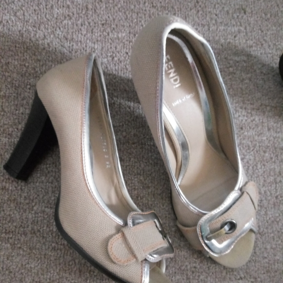 Fendi Shoes - Fendi beautiful peep toe heel with buckle accent
